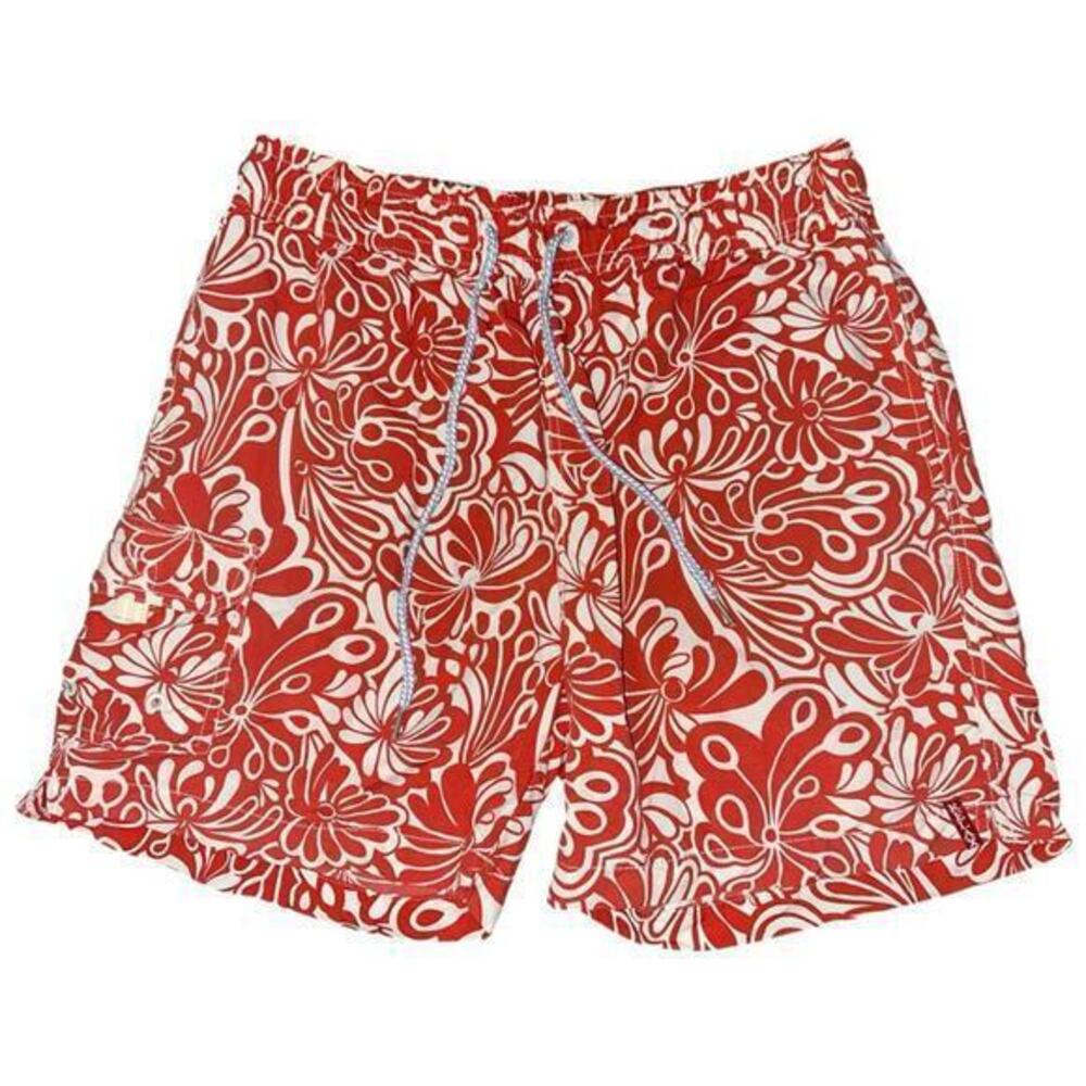 Tommy Bahama Relax Men’s Size M Red White Hawaiian Swim Trunks Shorts